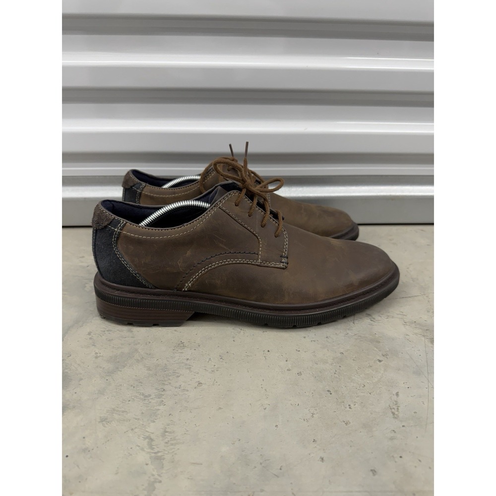 Clark's Men's Size 12 Brown Leather Lace Up Casual Memory Foam Oxford Shoes